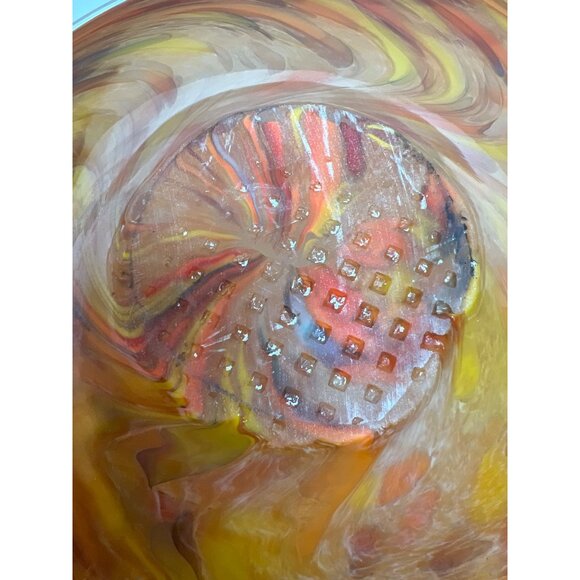 Italian Orange Red & Yellow Glass Bowl 15'' - Picture 6 of 6